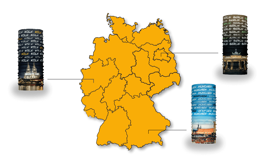 Multifunktionstuch Städte Karte